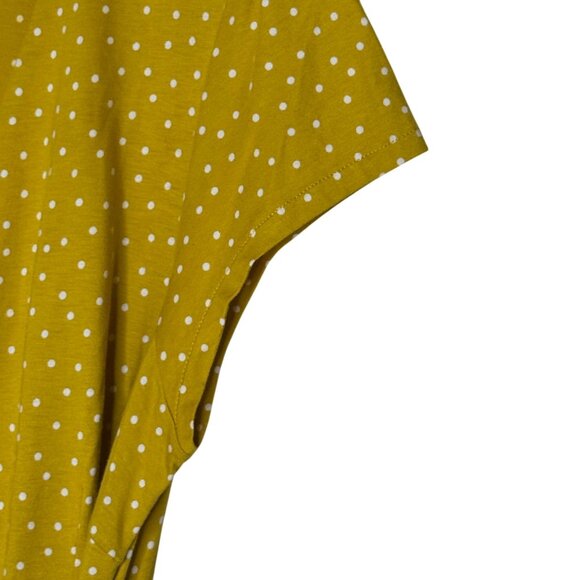 Boden Frances Jersey Midi Dress Yellow Polka Dot Tie Waist Button Front Size 16R - Picture 7 of 11